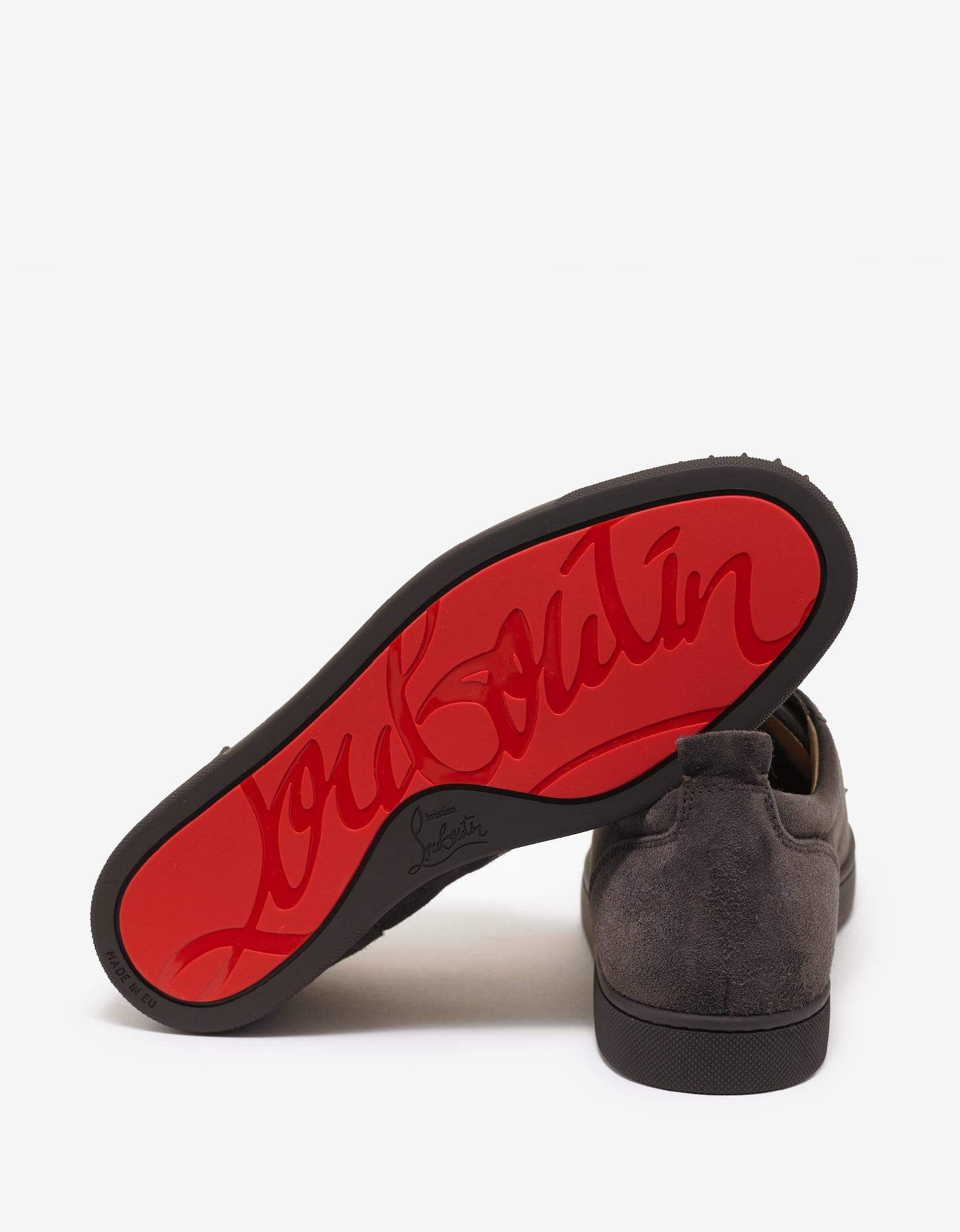 Christian Louboutin Louis Junior Spikes Flat Réglisse Brown Suede Trainers - 3
