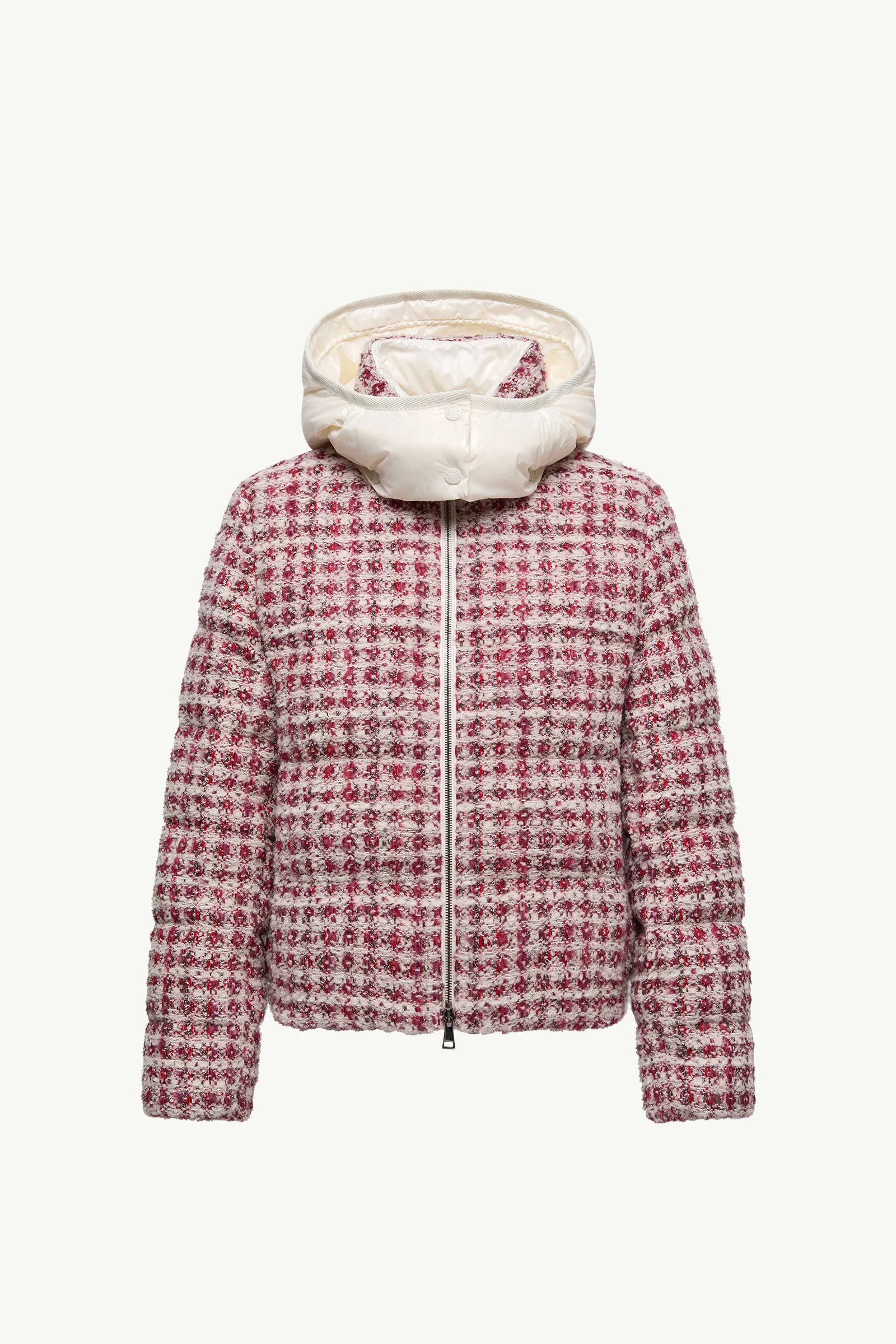 Andronne Tweed Hooded Short Down Jacket - 1