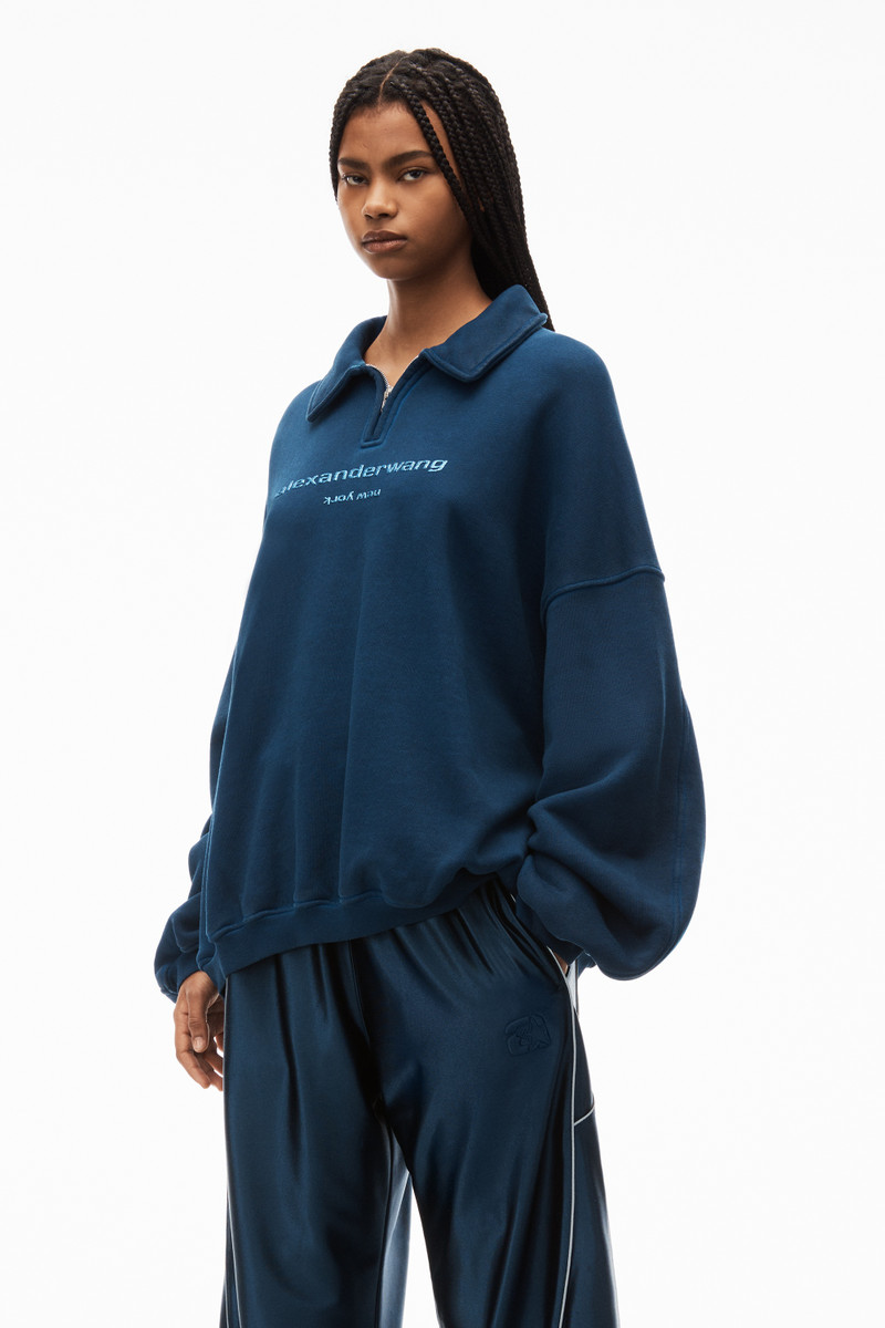 half zip polo sweatshirt in terry 2