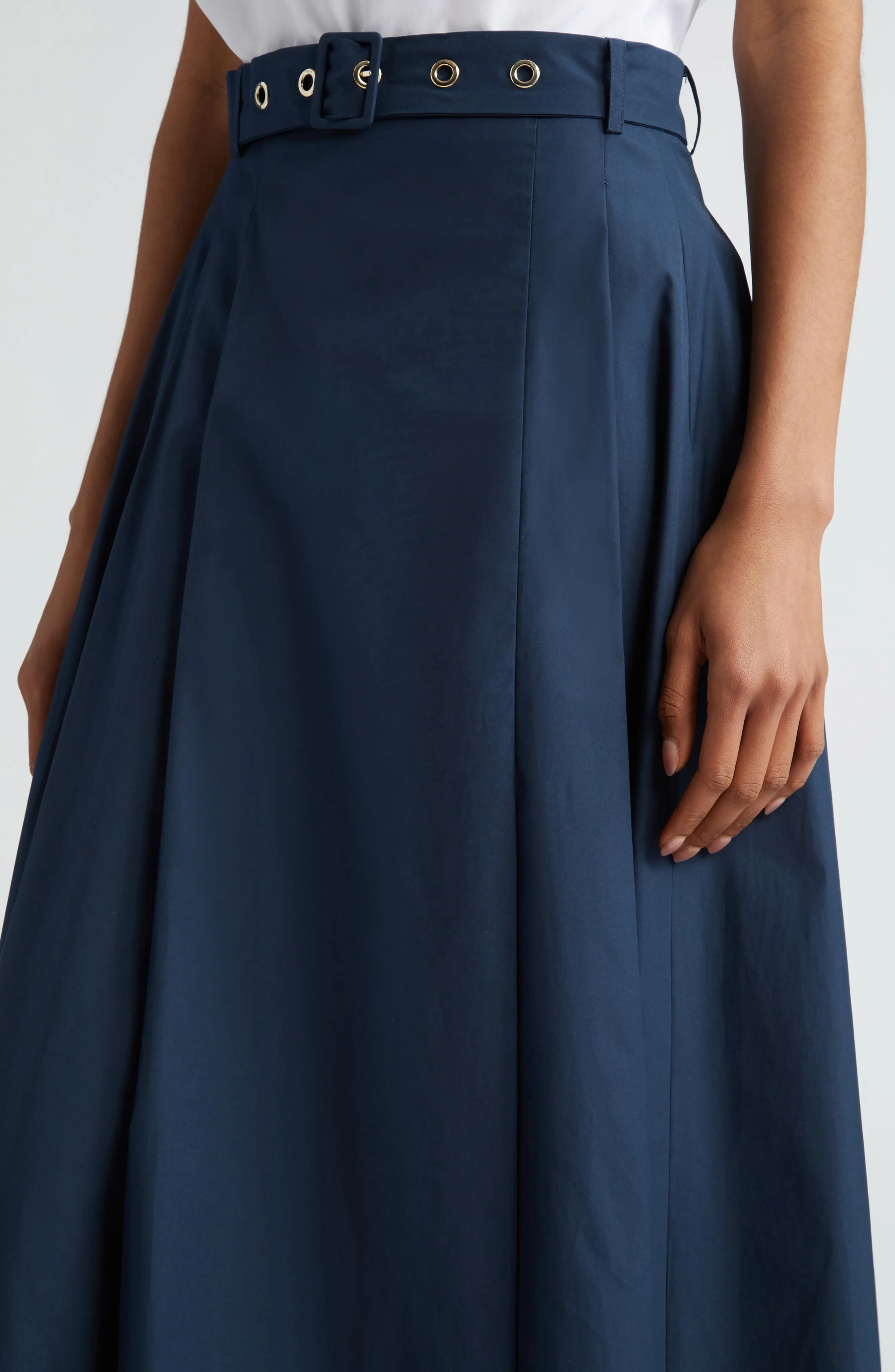 Max Mara Gilda Belted Cotton Maxi Skirt | nordstrom | REVERSIBLE