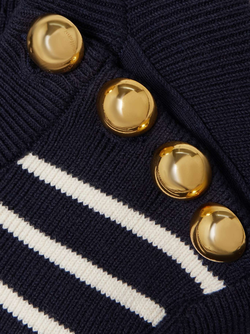 Logo-embroidered striped organic cotton and merino wool-blend sweater 4