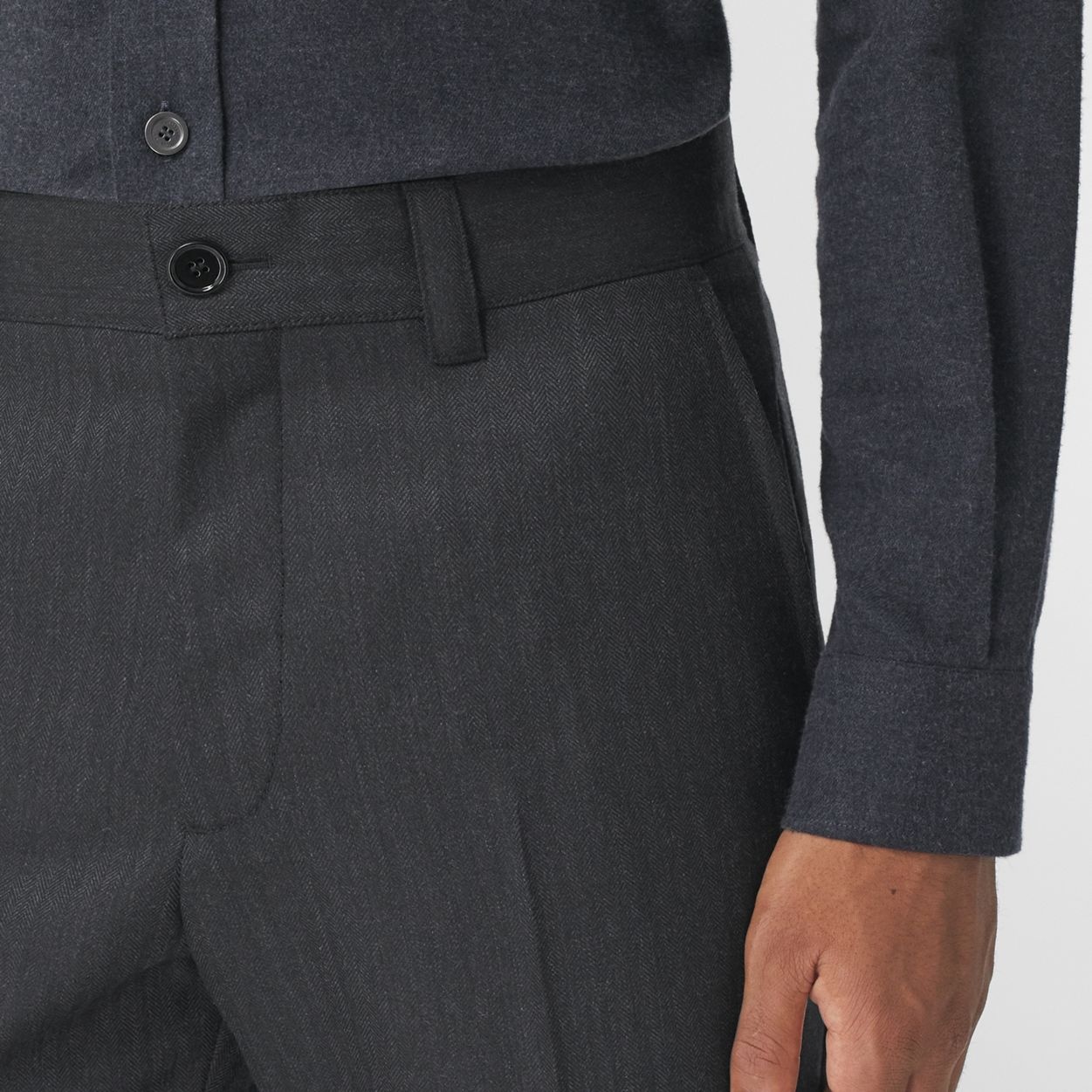 Herringbone Wool Tailored Trousers - 3