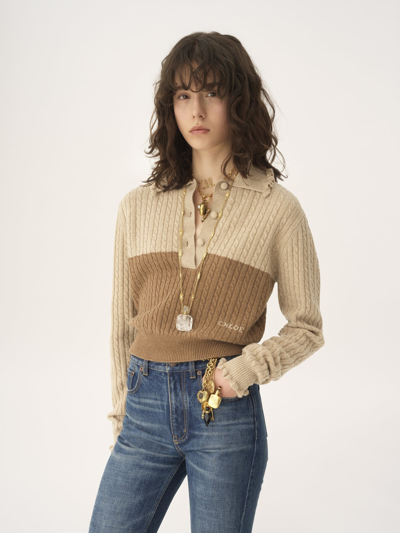 COLLAR SWEATER IN A WOOL & CASHMERE KNIT - 4