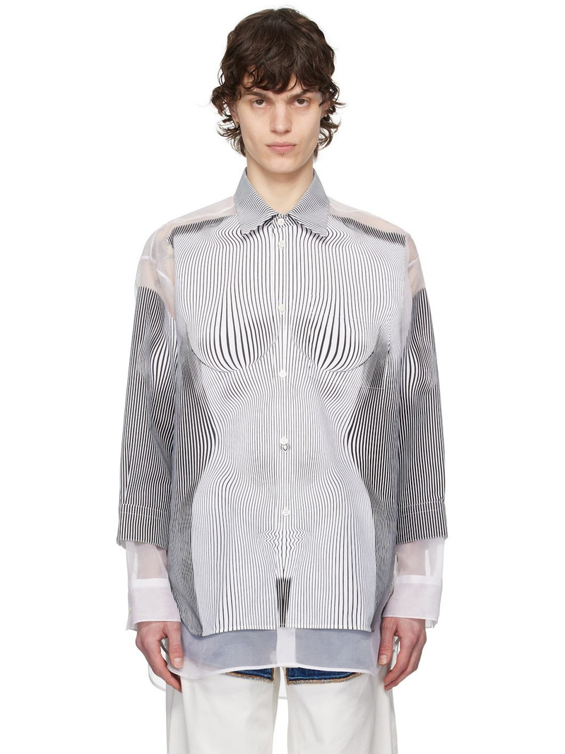 White & Black 'The Petit Grand Pinstripe Body Morphing' Shirt 1