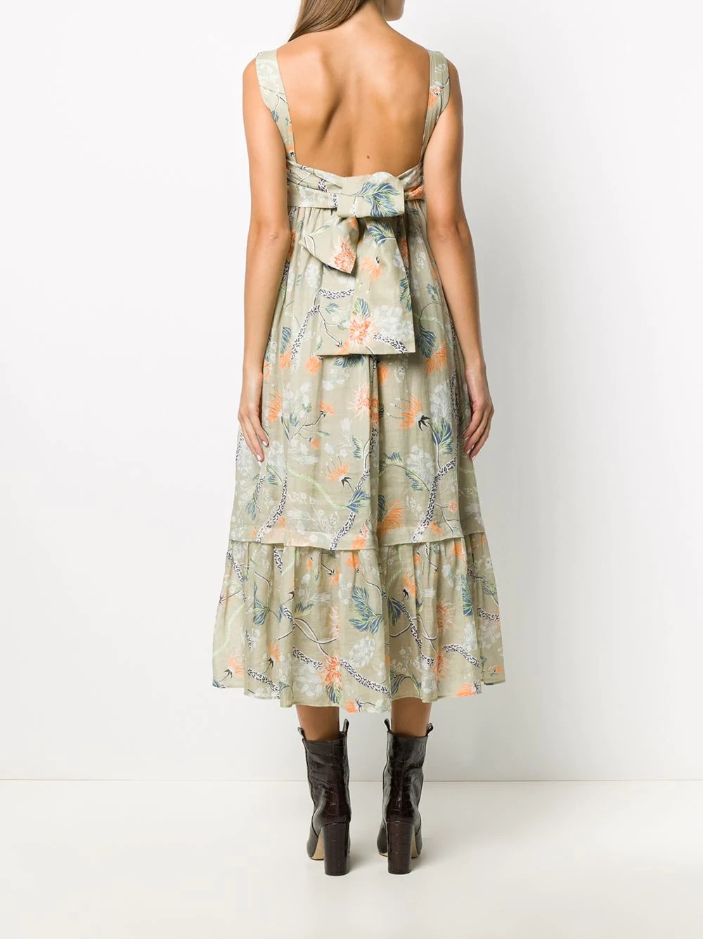 floral-print tiered midi dress - 4