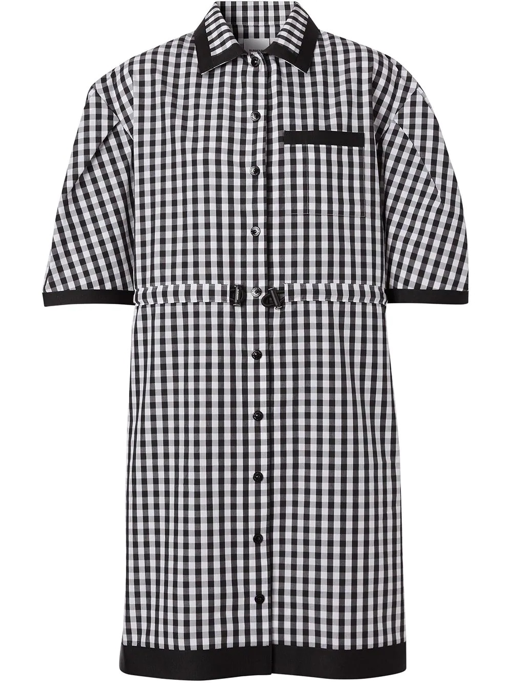 puff sleeve gingham shirt dress - 1