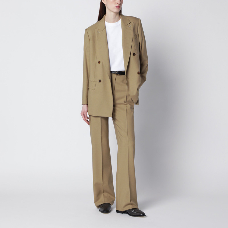 Max Mara Wide-leg trousers in camel wool and silk poplin outlook