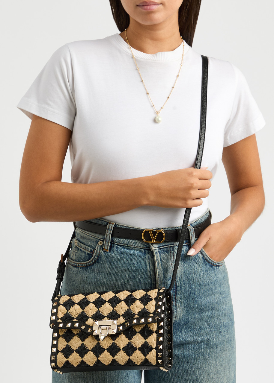 Valentino Garavani Rockstud Faux Raffia Shoulder bag - 5