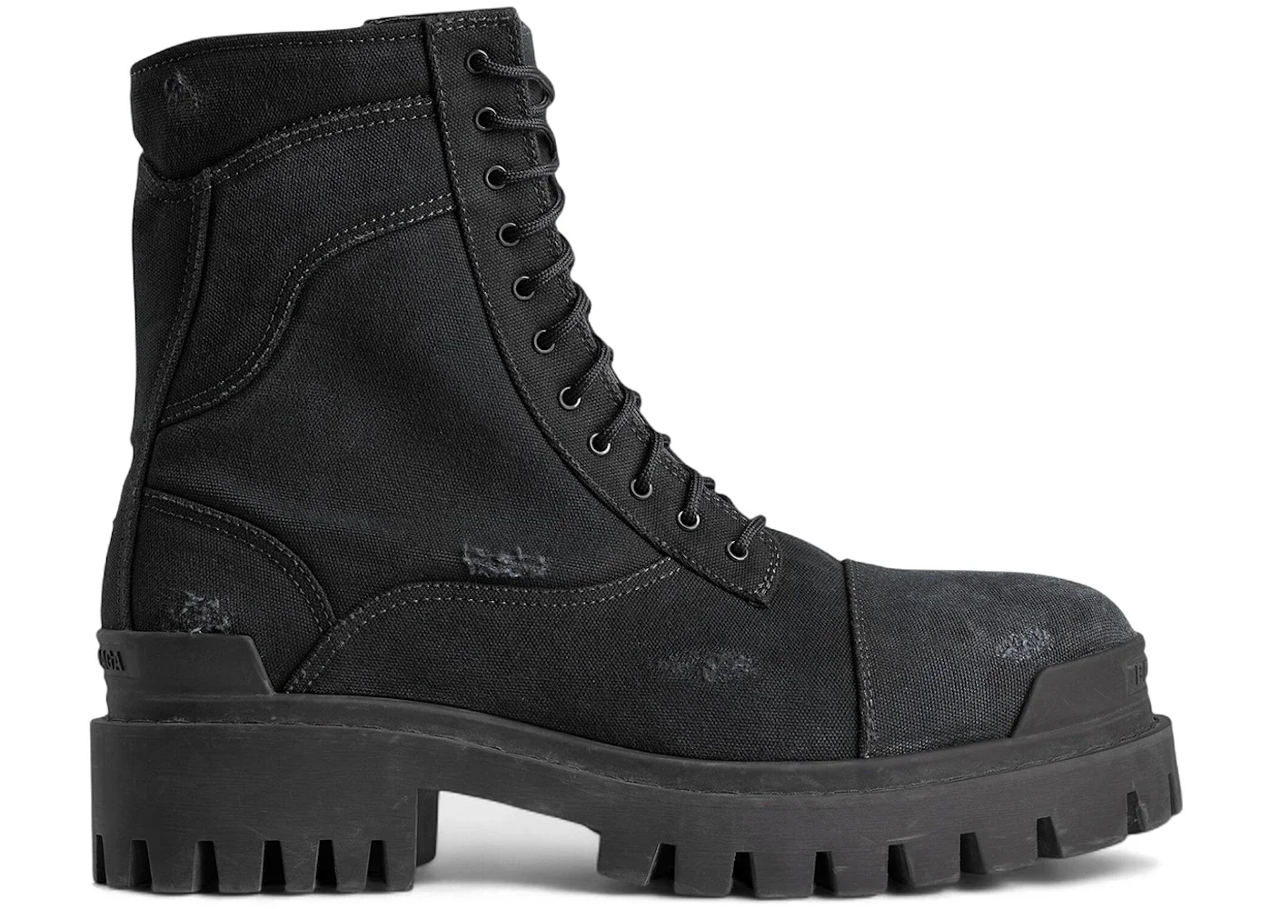 Balenciaga Combat Strike Boot Black Cotton Canvas - 1