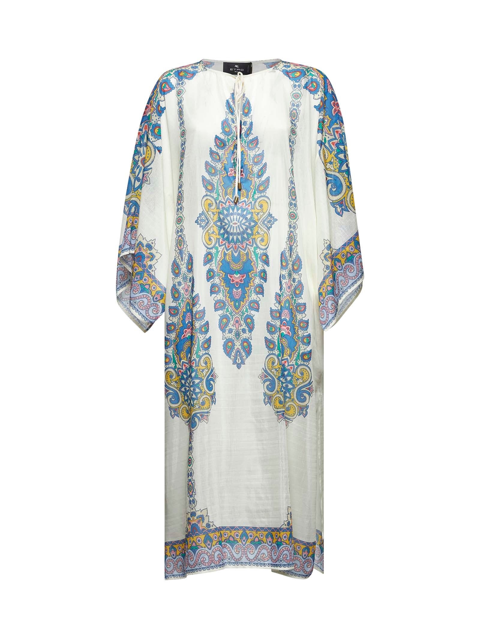 Paisley print ivory muslin kaftan - 1