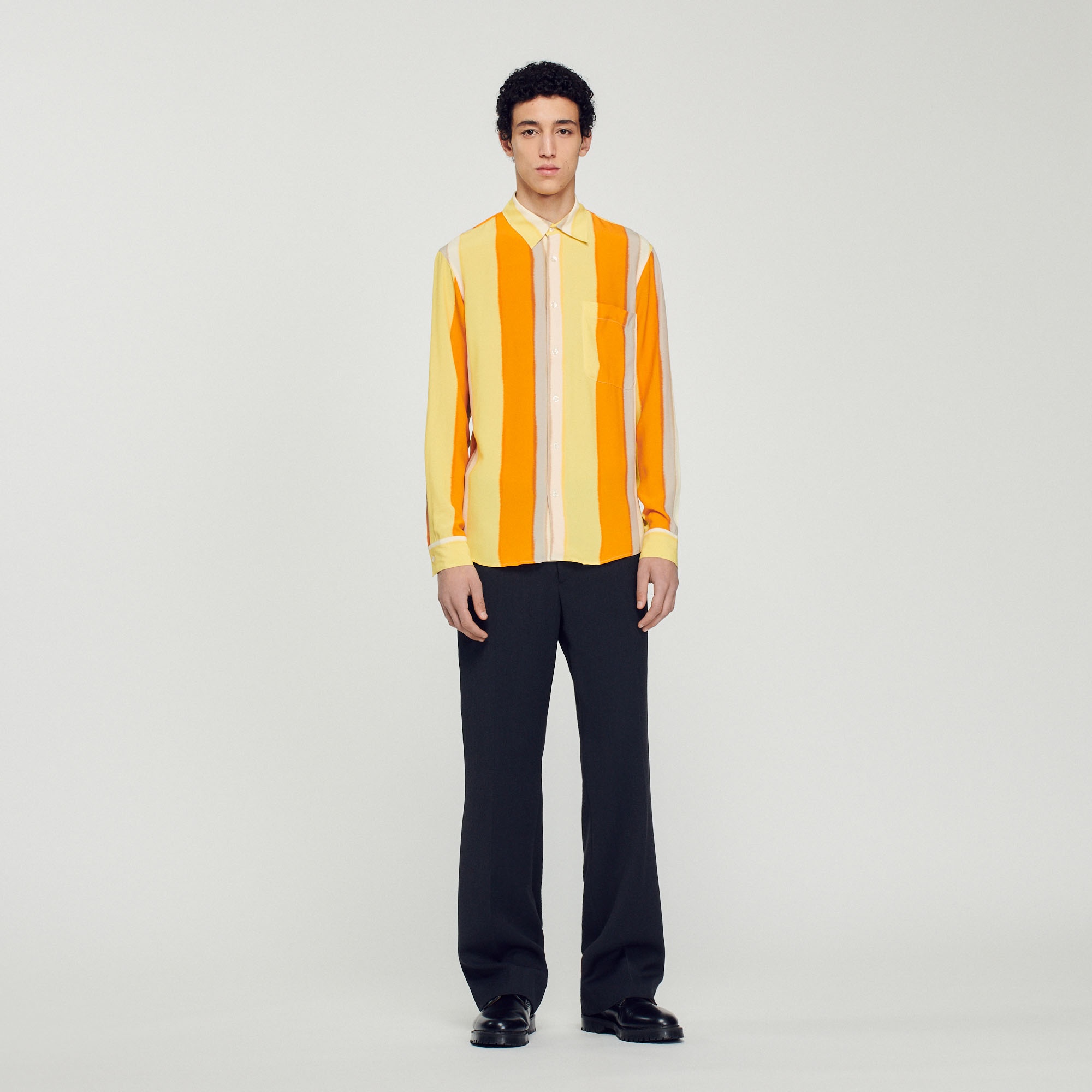 Flowing striped long-sleeved shirt - 3