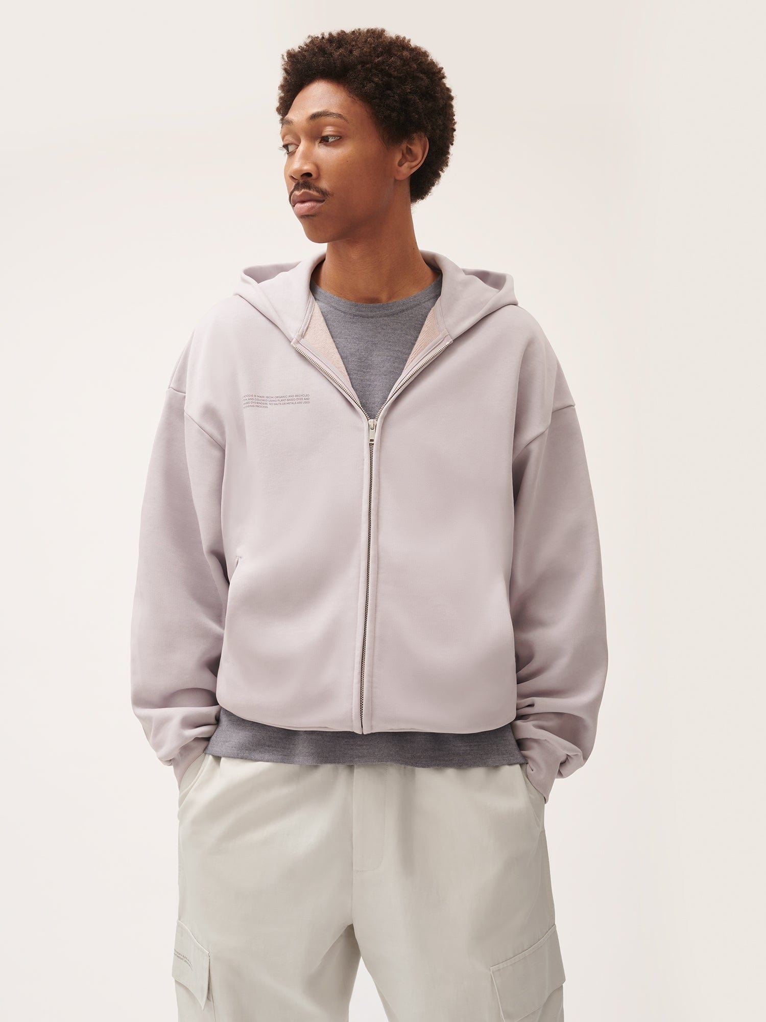 Mens Natural Dye Zipped Hoodie - Daylight Purple - 2