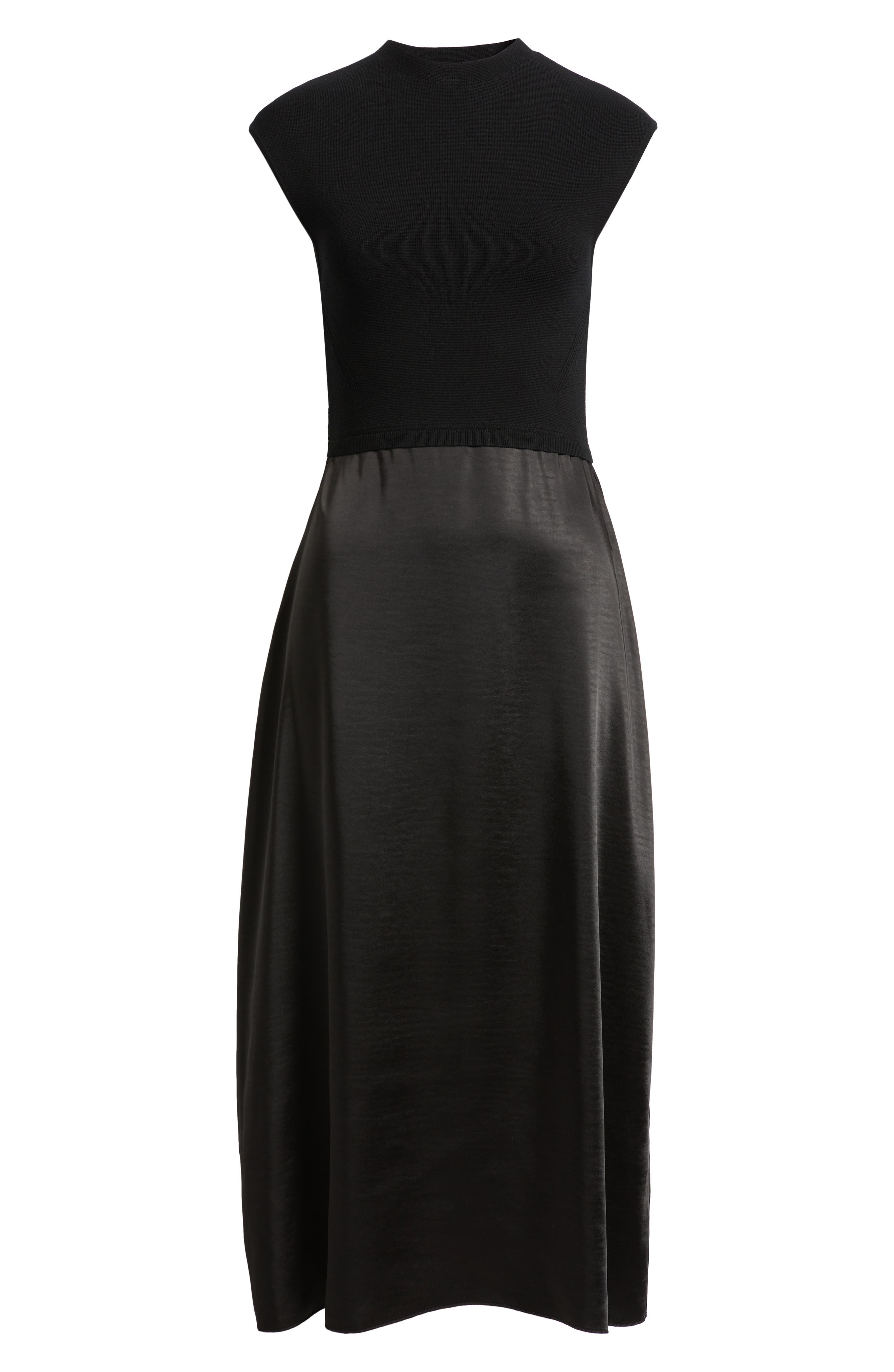 BOSS Ferdolini Mixed Media Midi Dress in Black at Nordstrom - 5