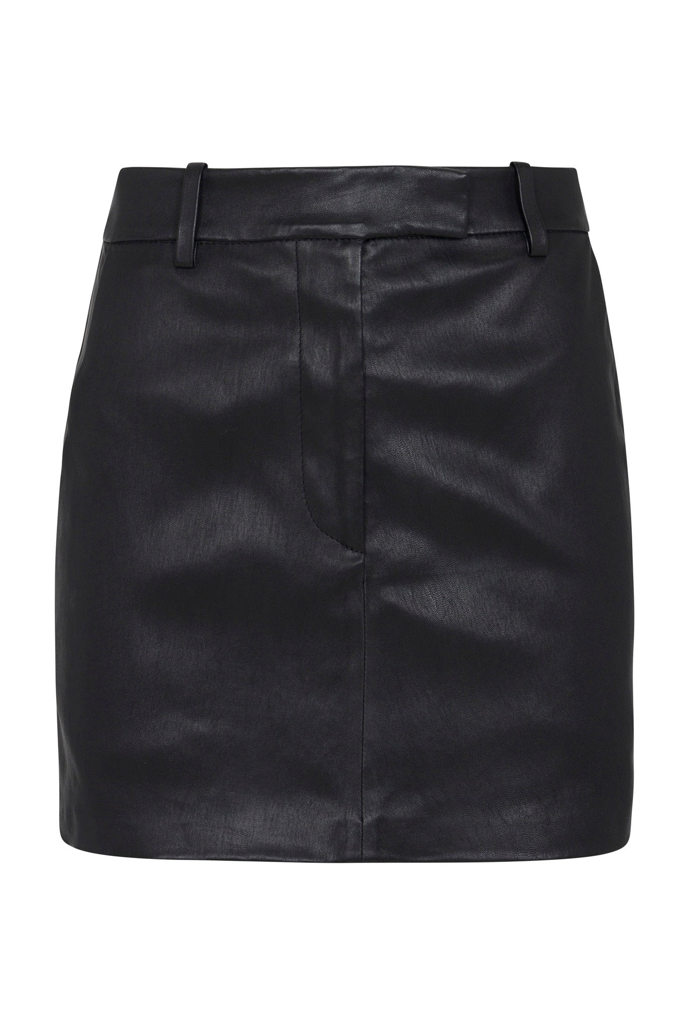 BLACK LEATHER MINI TROUSER SKIRT - 4