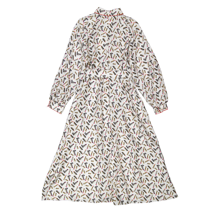 Max Mara Ladies White Black Rimmel Silk Shirt Dress - 2