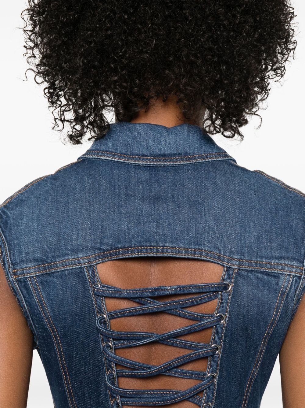 sleeveless denim mini dress - 5