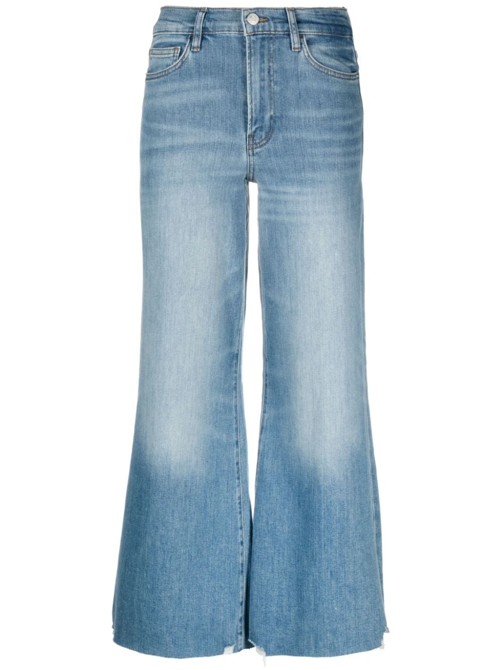 cropped wide-leg frayed jeans - 1