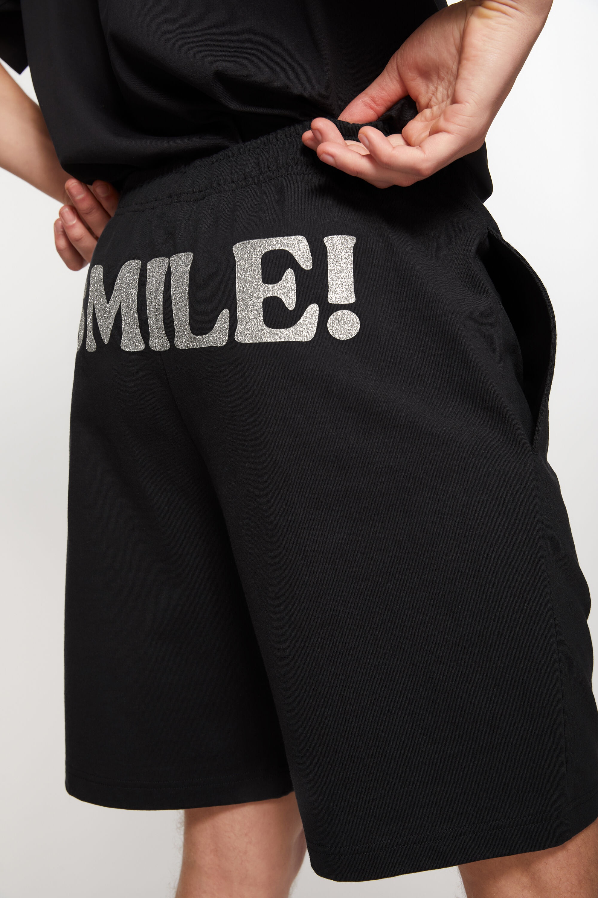 Printed sweat shorts - Black - 5