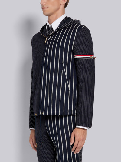 Thom Browne Navy Wool Cotton Funmix Stripe Multicolor Armband Golf Jacket outlook