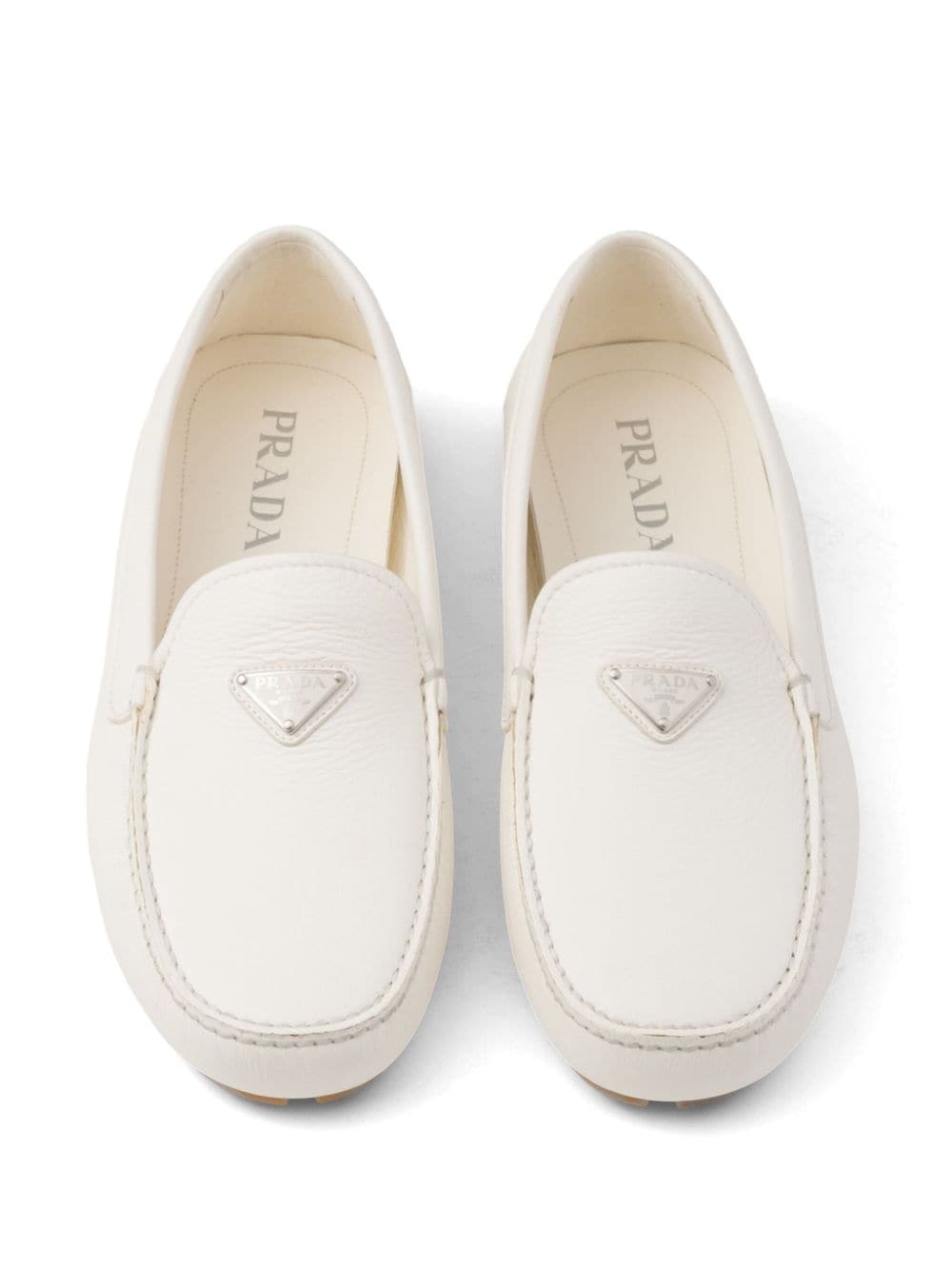 triangle-logo leather loafers - 5