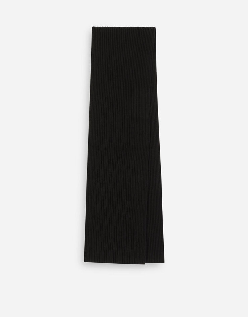 Dolce & Gabbana Knit cashmere scarf with branded plate outlook