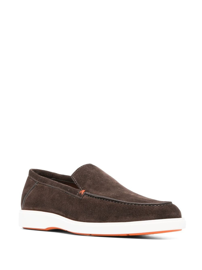 Santoni calf-suede almond-toe loafers outlook