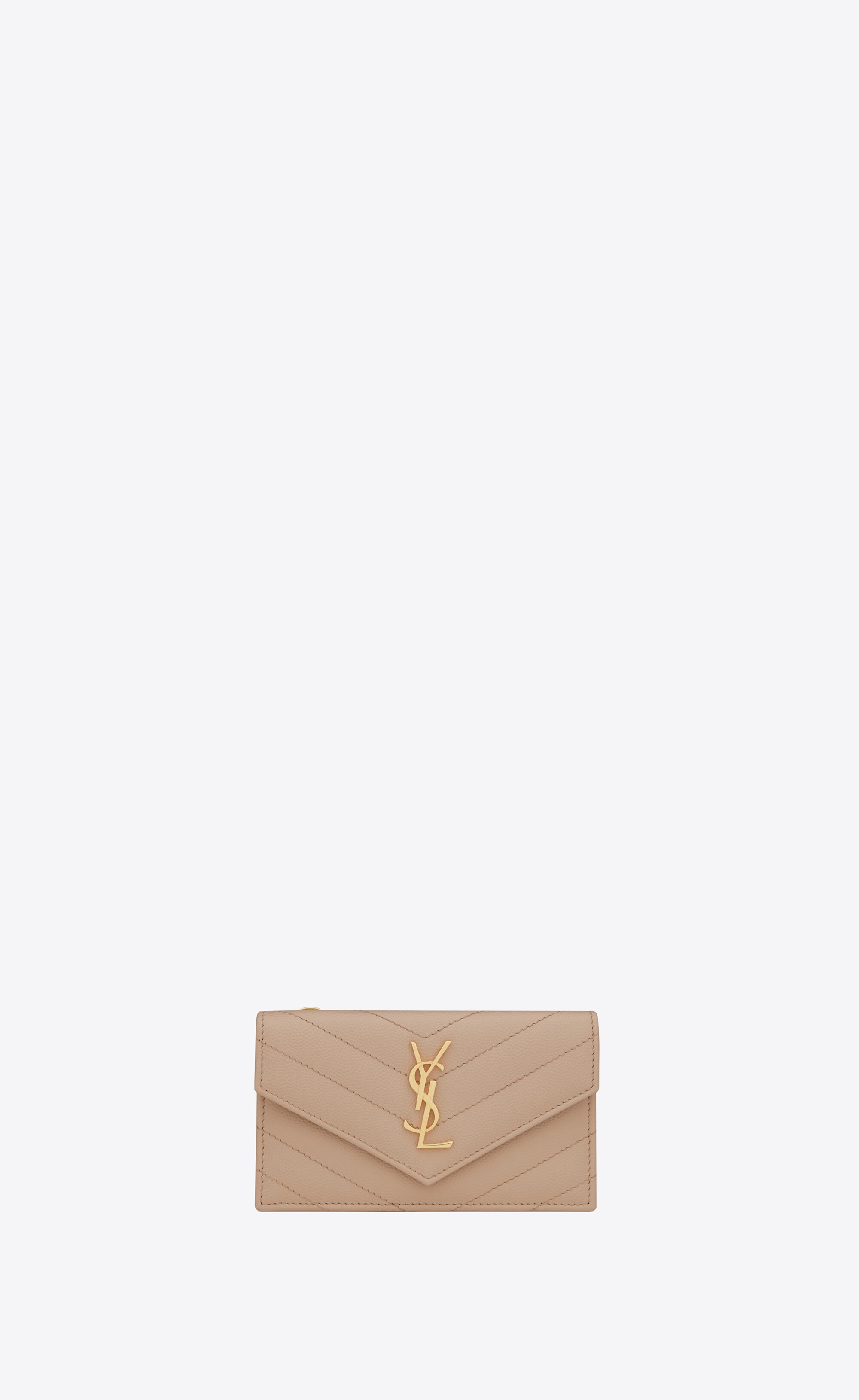 Saint Laurent Cassandre Matelasse Card Case in Grain De Poudre