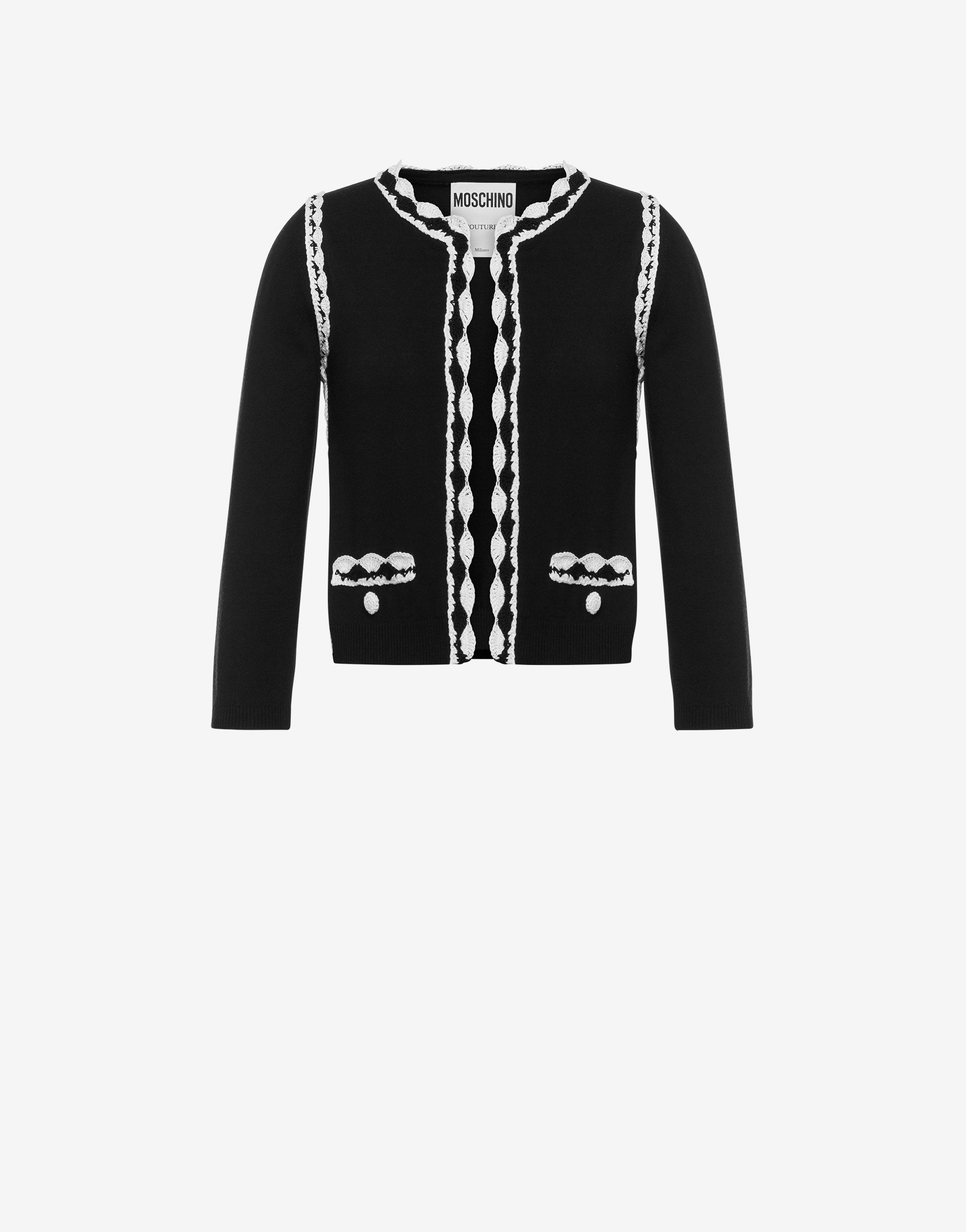CROCHET DETAILS WOOL CARDIGAN - 1