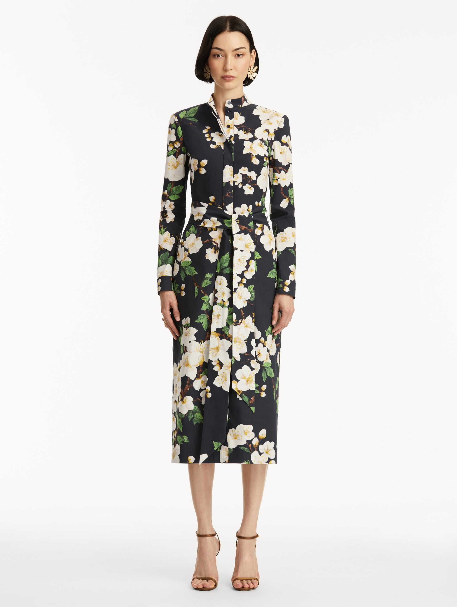 CHERRY BLOSSOM COTTON POPLIN PENCIL DRESS - 2
