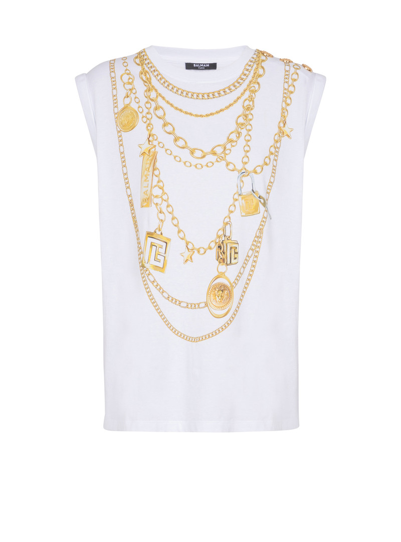 Trompe-l'œil-style Collier print vest top 1