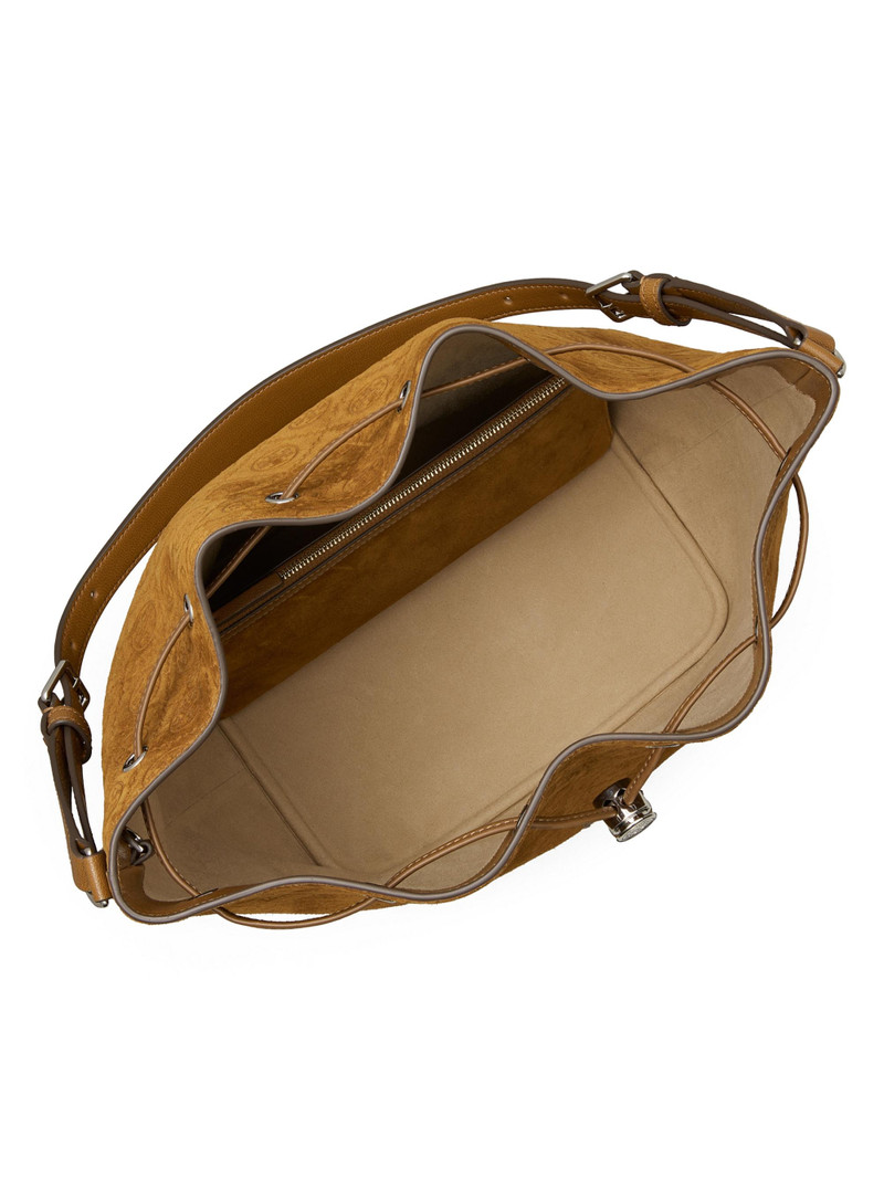 Women's T Monogram Suede Oversized Bucket Bag - Chicory Brown 3