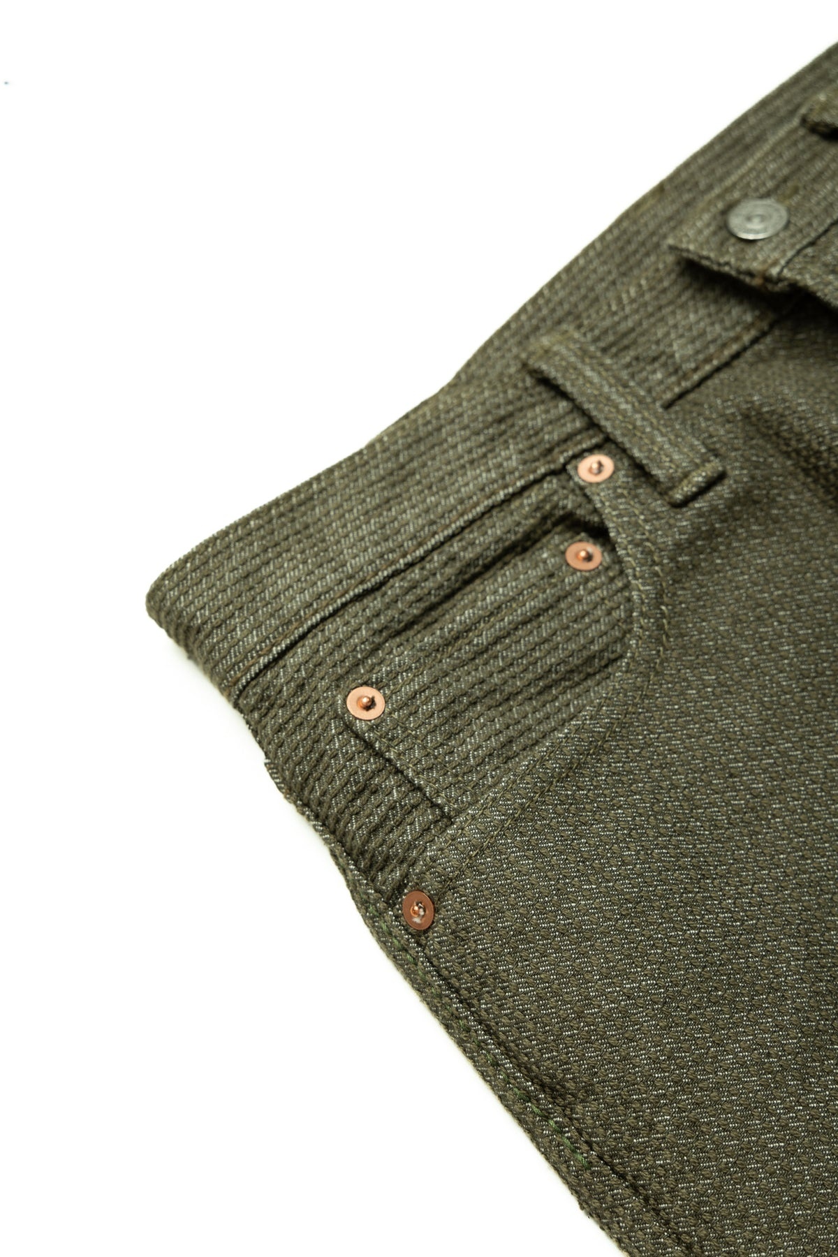 1170-2-OLV Sashiko 5P Pants Relax Tapered - Olive x Olive - 9