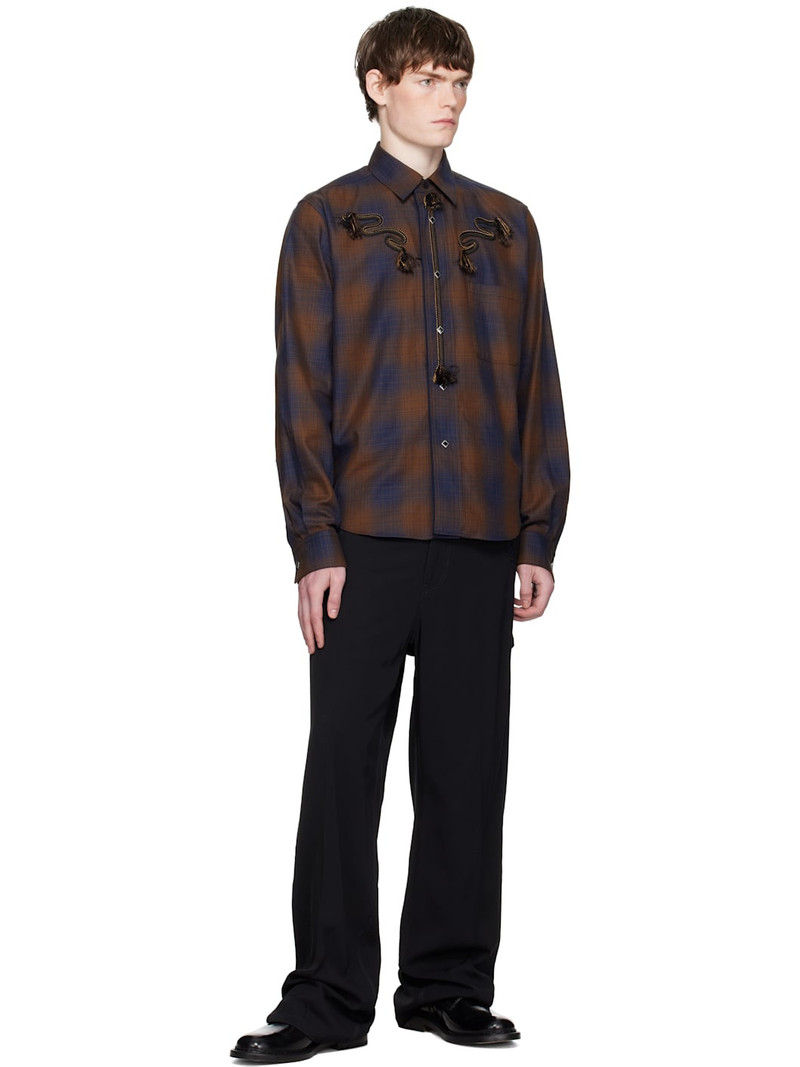 TOGA VIRILIS Brown & Blue Ombre Check Shirt outlook