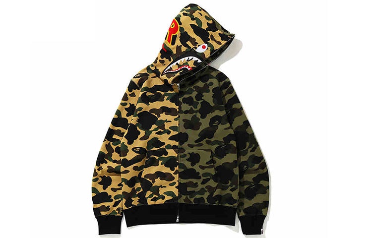 A Bathing Ape Shark Camo Full Zip Hoodie 'Brown Olive Green' 0ZXSWM115004E - 2