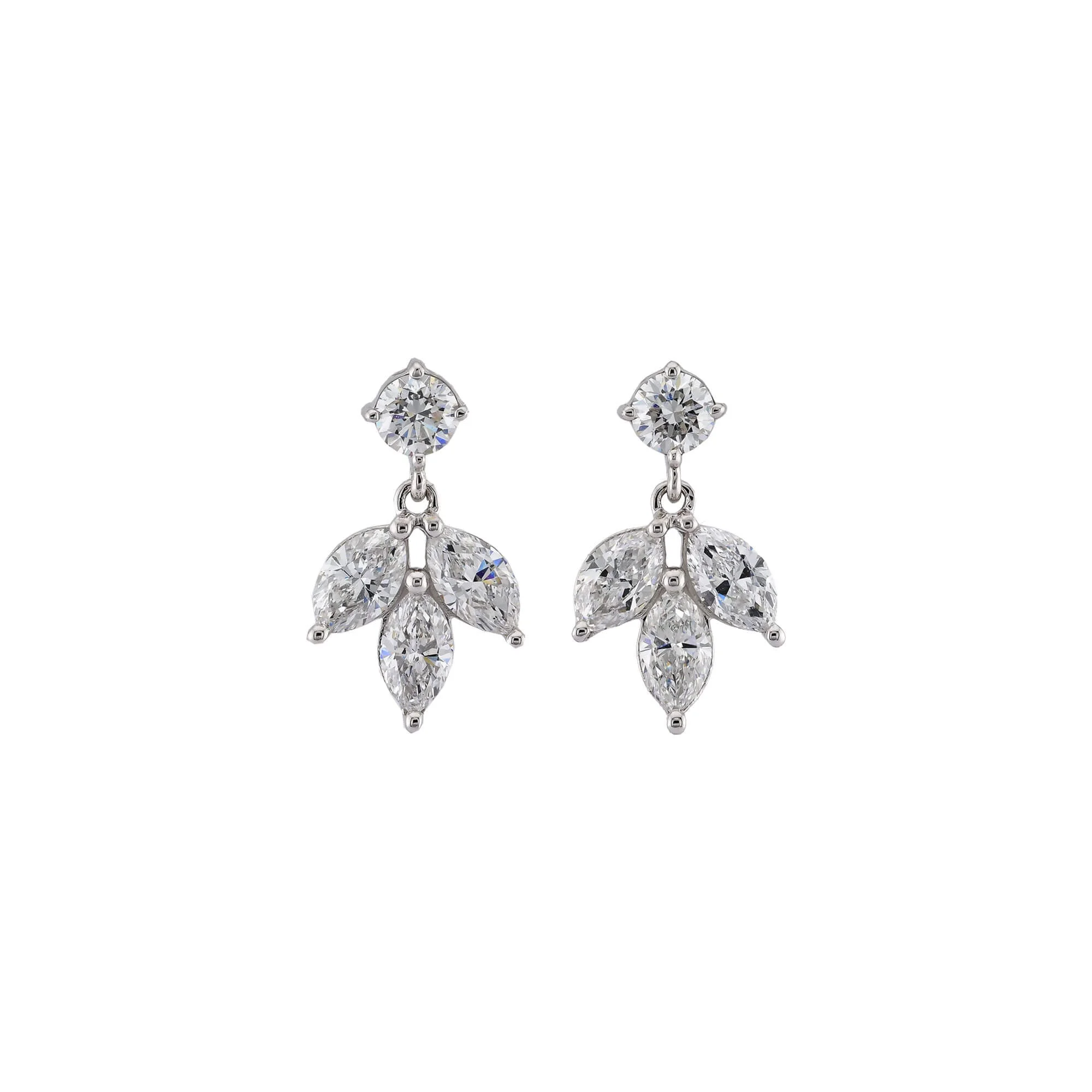 LAB-Created Diamond Fleur Dangle Earrings - 1