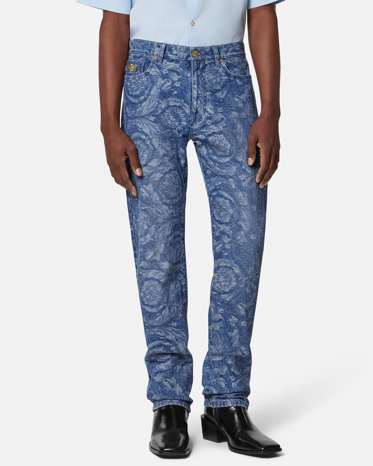 Barocco Jacquard Regular-Fit Jeans - 4