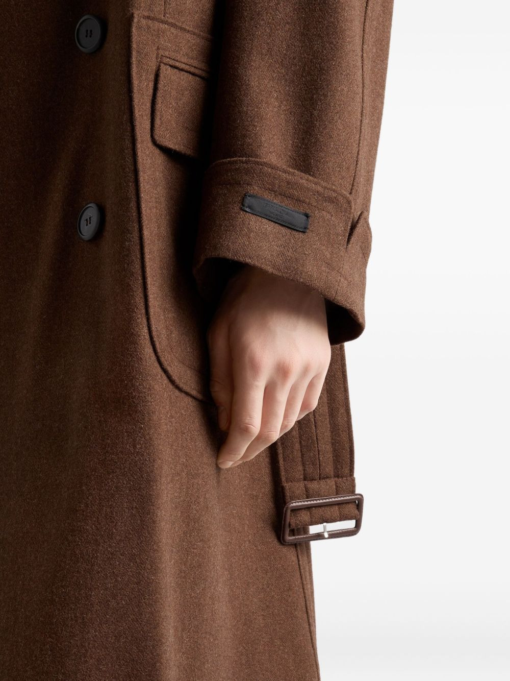 belted wool double-breasted coat - 5