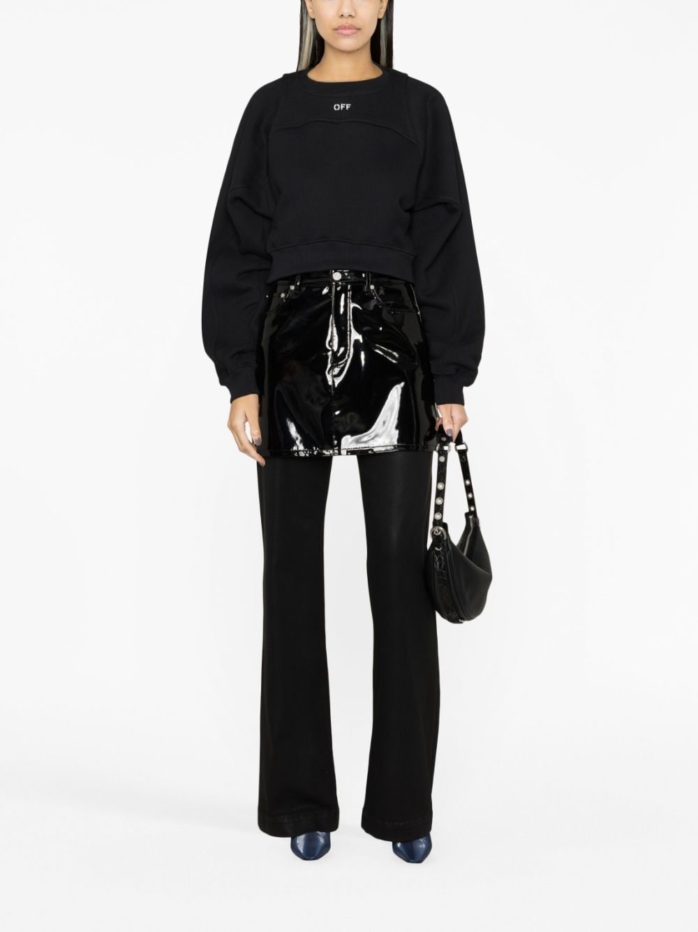 logo-print cropped cotton sweatshirt - 2