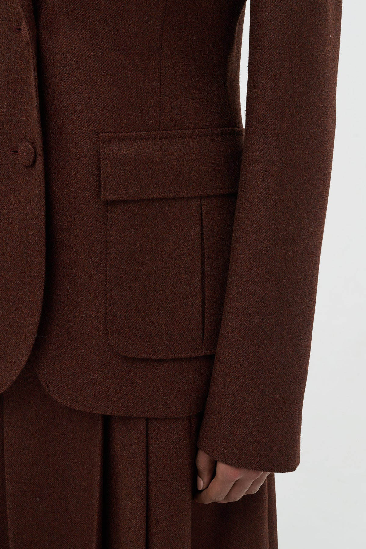 Louisa Blazer in Burnt Sienna Wool Cashmere Flannel - 7