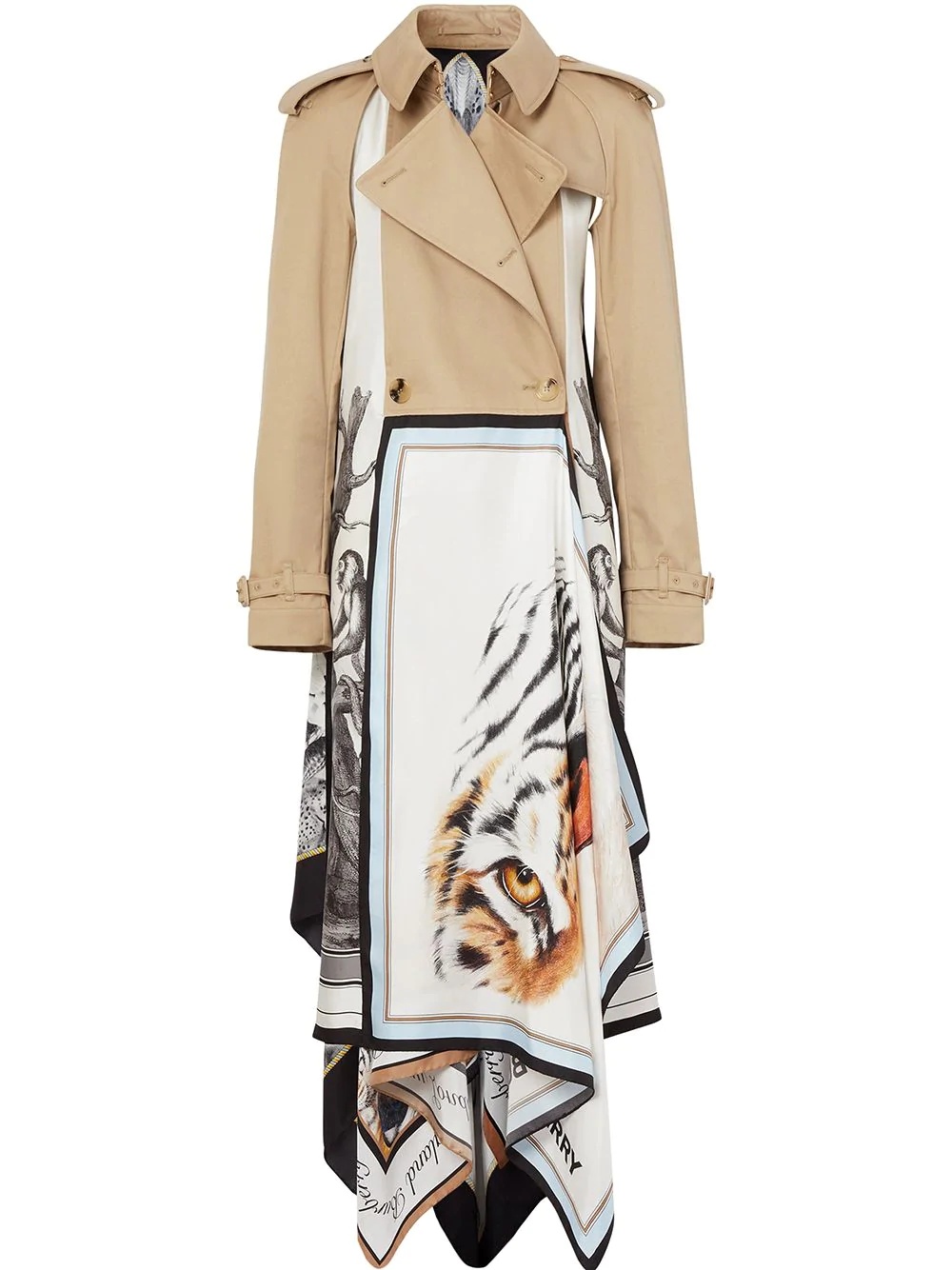 animalia print twill trench coat - 1