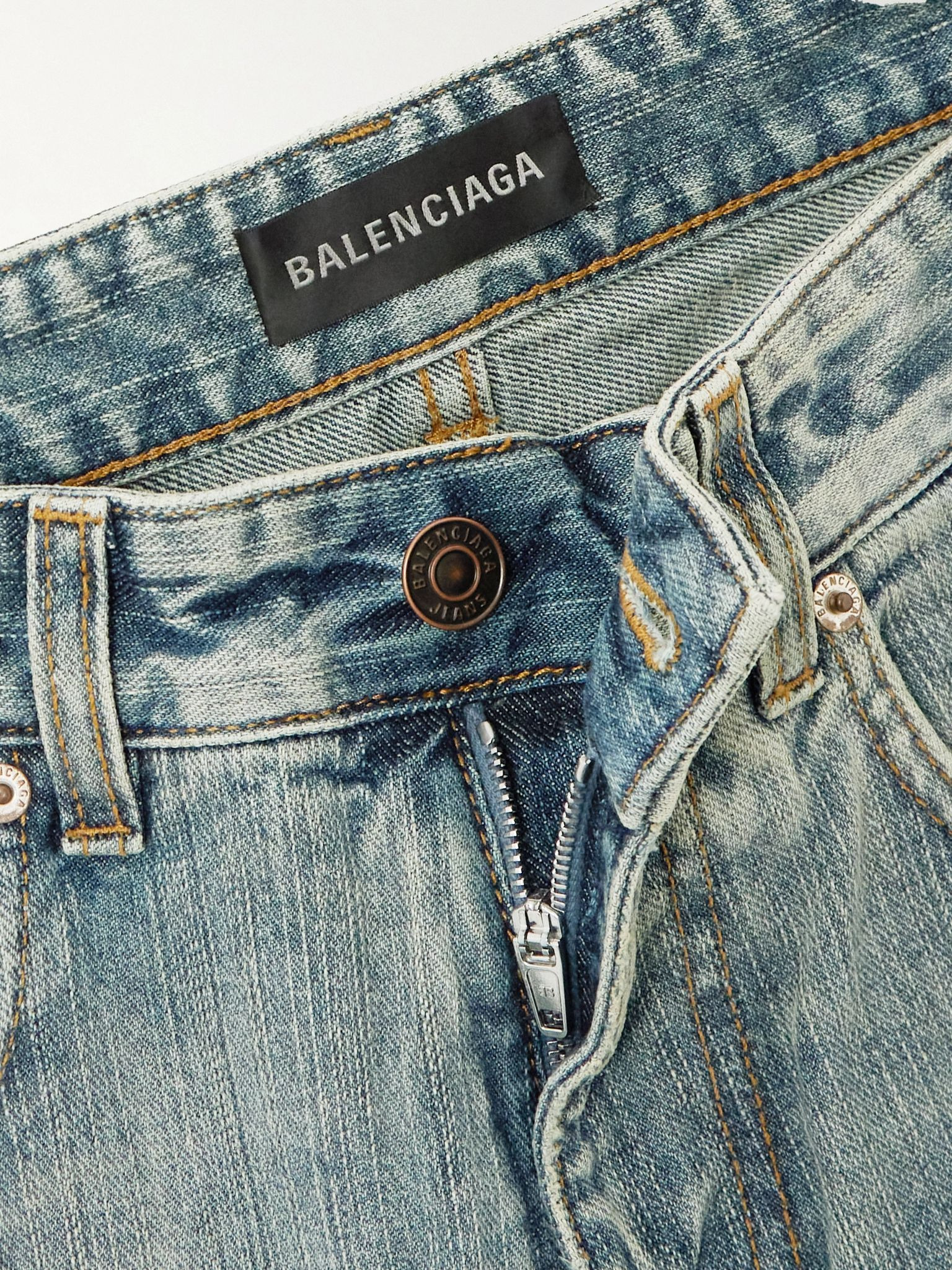 Distressed mid-rise wide-leg jeans Light denim - 5