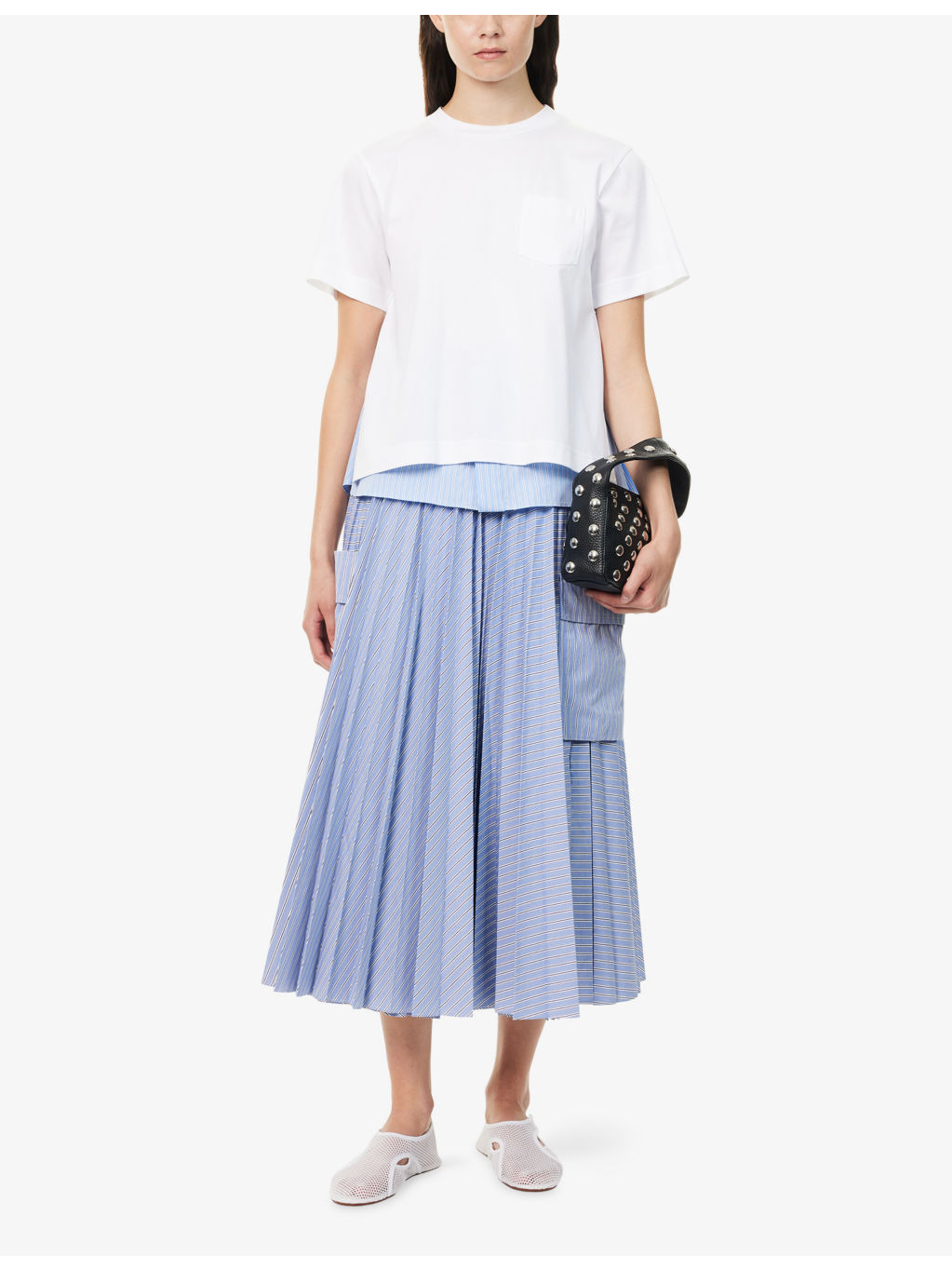 Striped-Panel Short-Sleeves Cotton-Jersey T-Shirt - 2