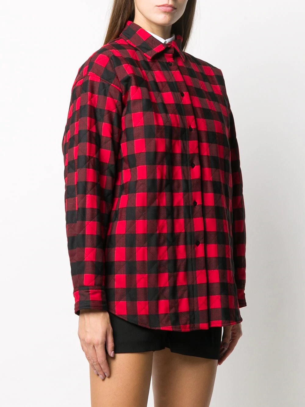 plaid button-front shirt - 3