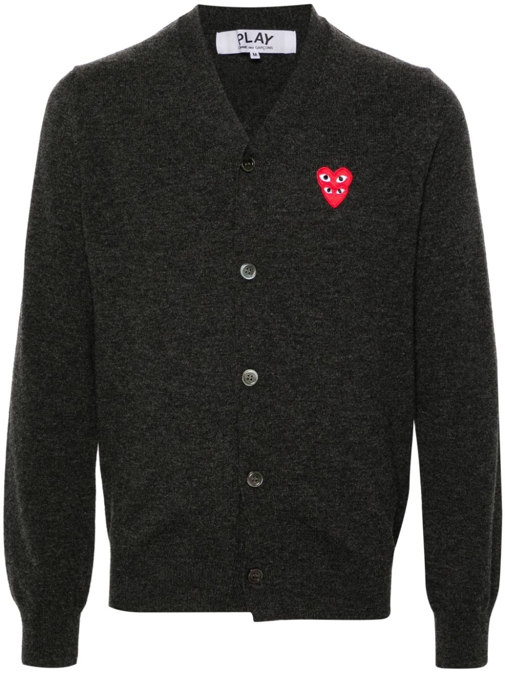 heart-patch wool cardigan - 1