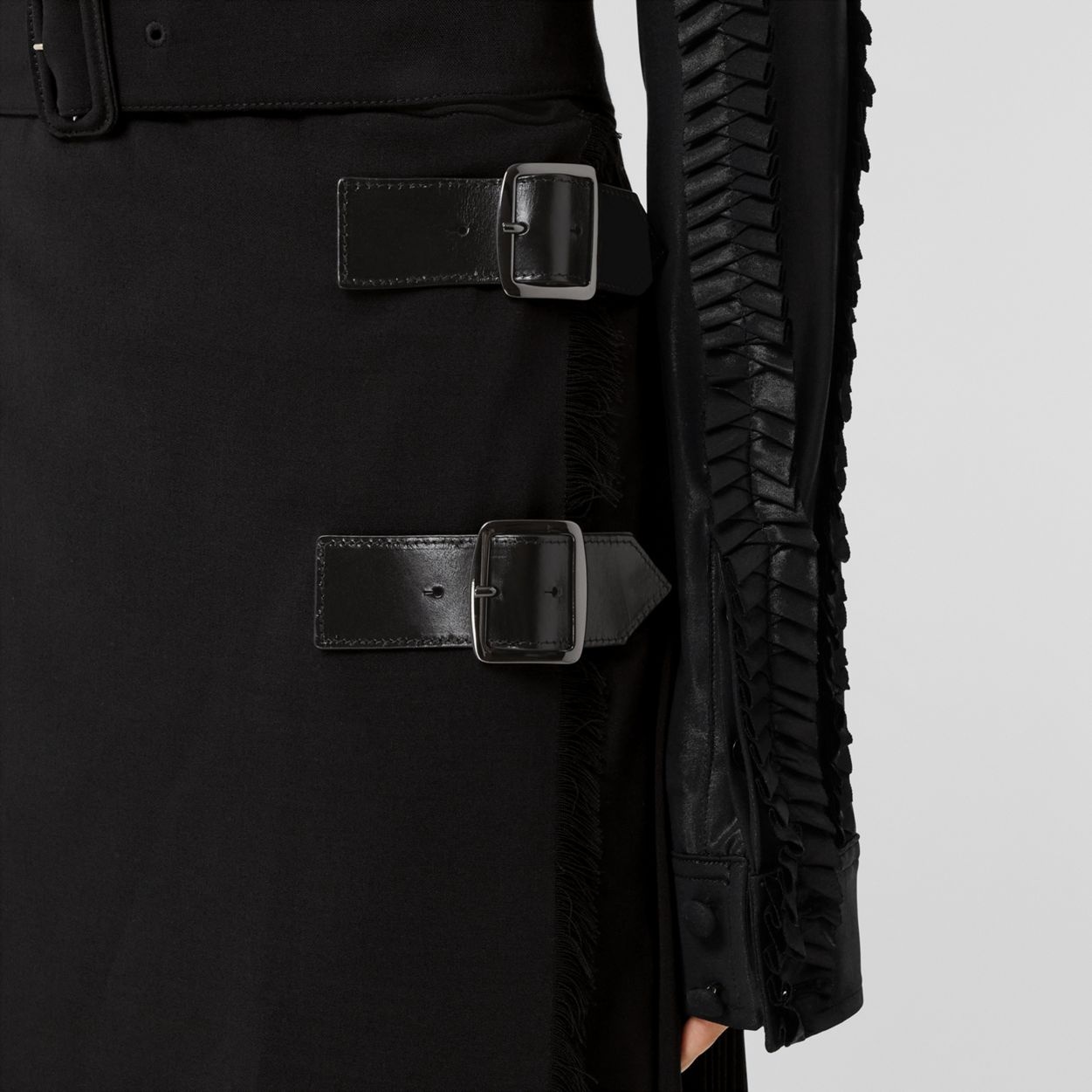 Pleated Panel Wool Blend Belted Kilt - 3