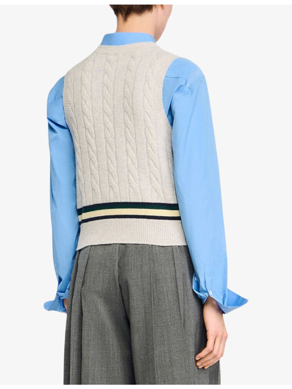 Striped-Hem Sleeveless Wool And Cashmere-Blend Jumper - 4