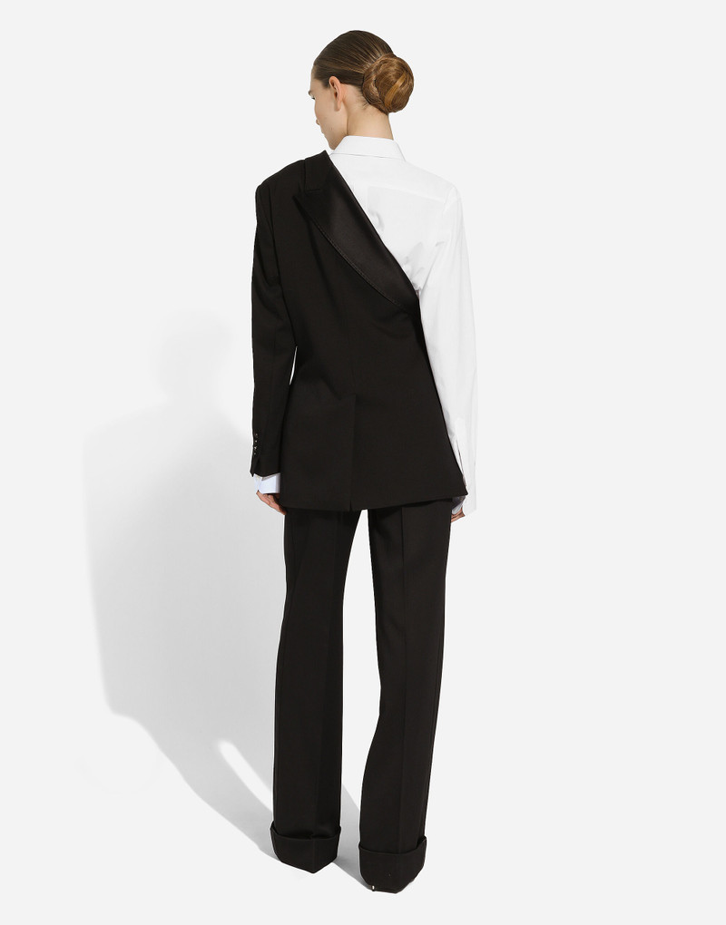 One-shoulder wool gabardine jacket 4