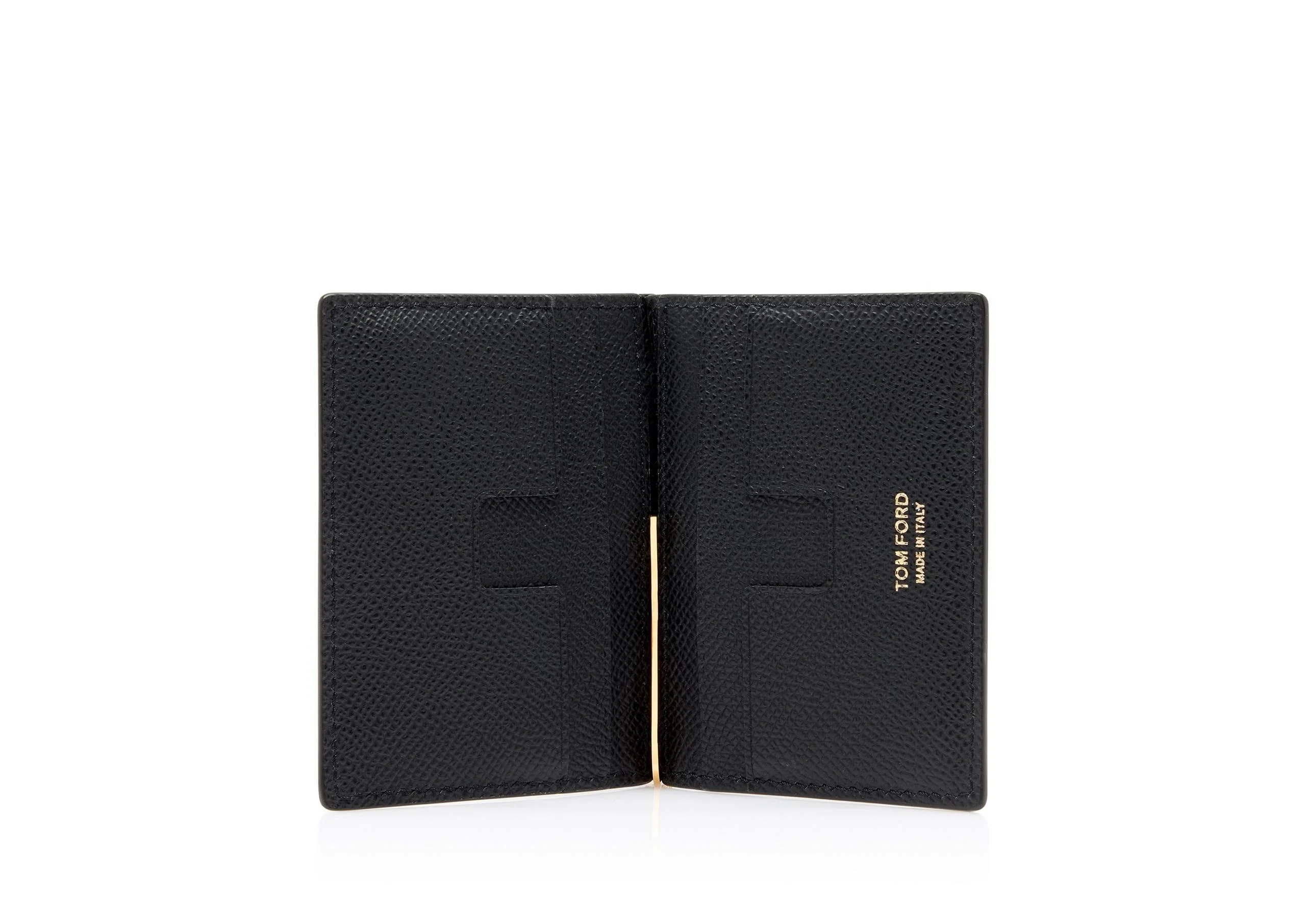 SMALL GRAIN LEATHER FOLDING MONEY CLIP CARDHOLDER - 1