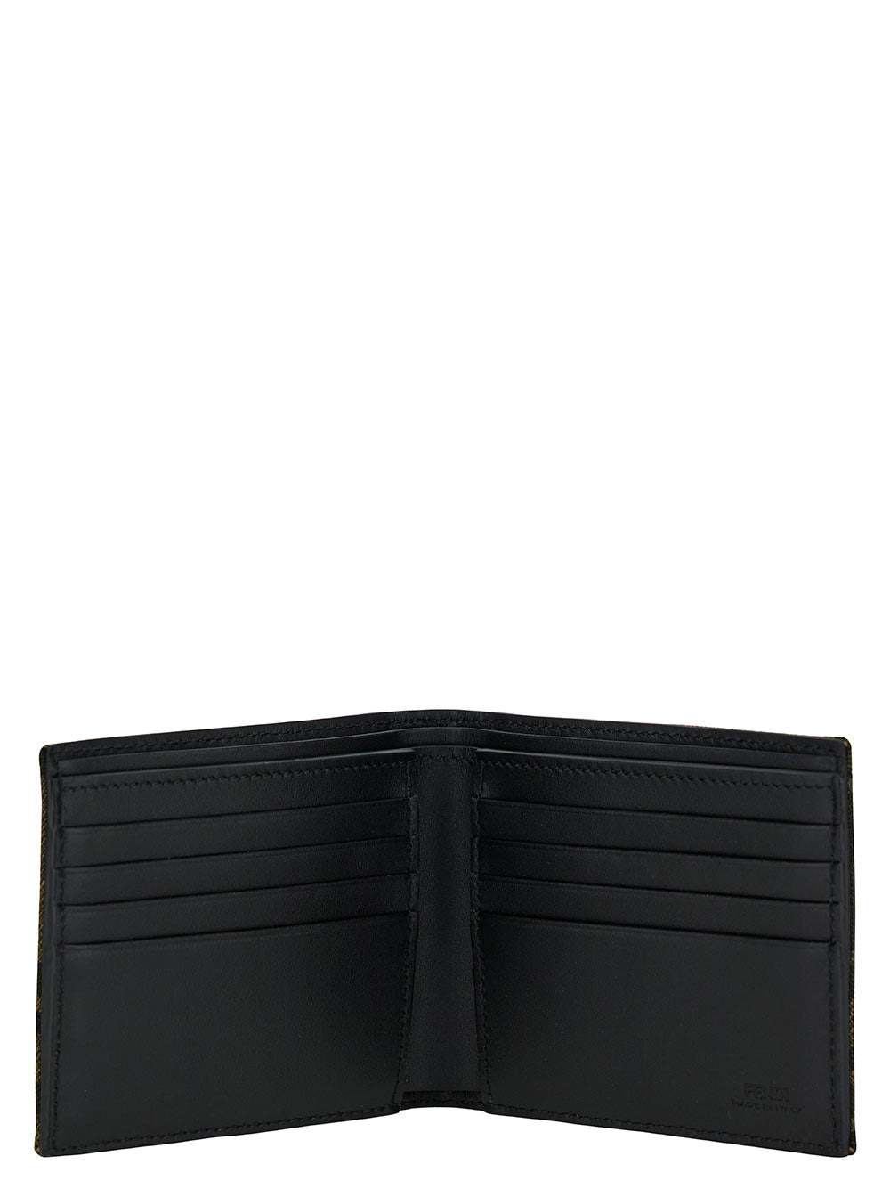 Fendi Men Brown And Tobacco Bi-Fold Wallet With Fendi Roma Lettering In Leather Man - 4