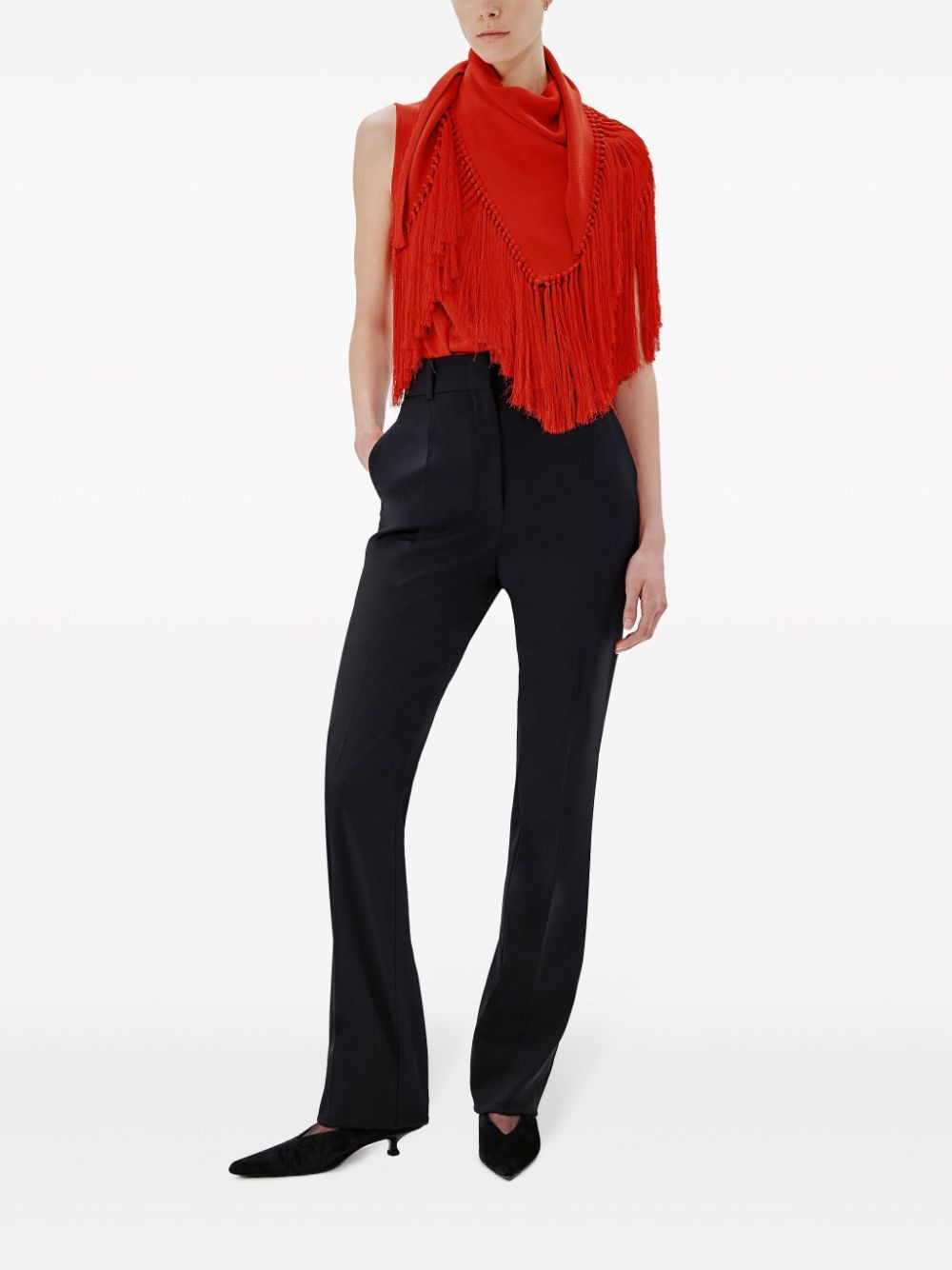 fringed scarf-neck blouse - 2